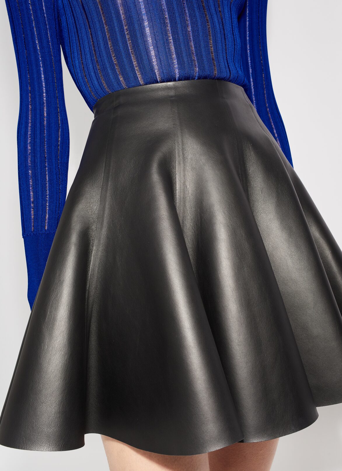 Leather skater skirt ALAÏA BLACK LEATHER SKATER SKIRT